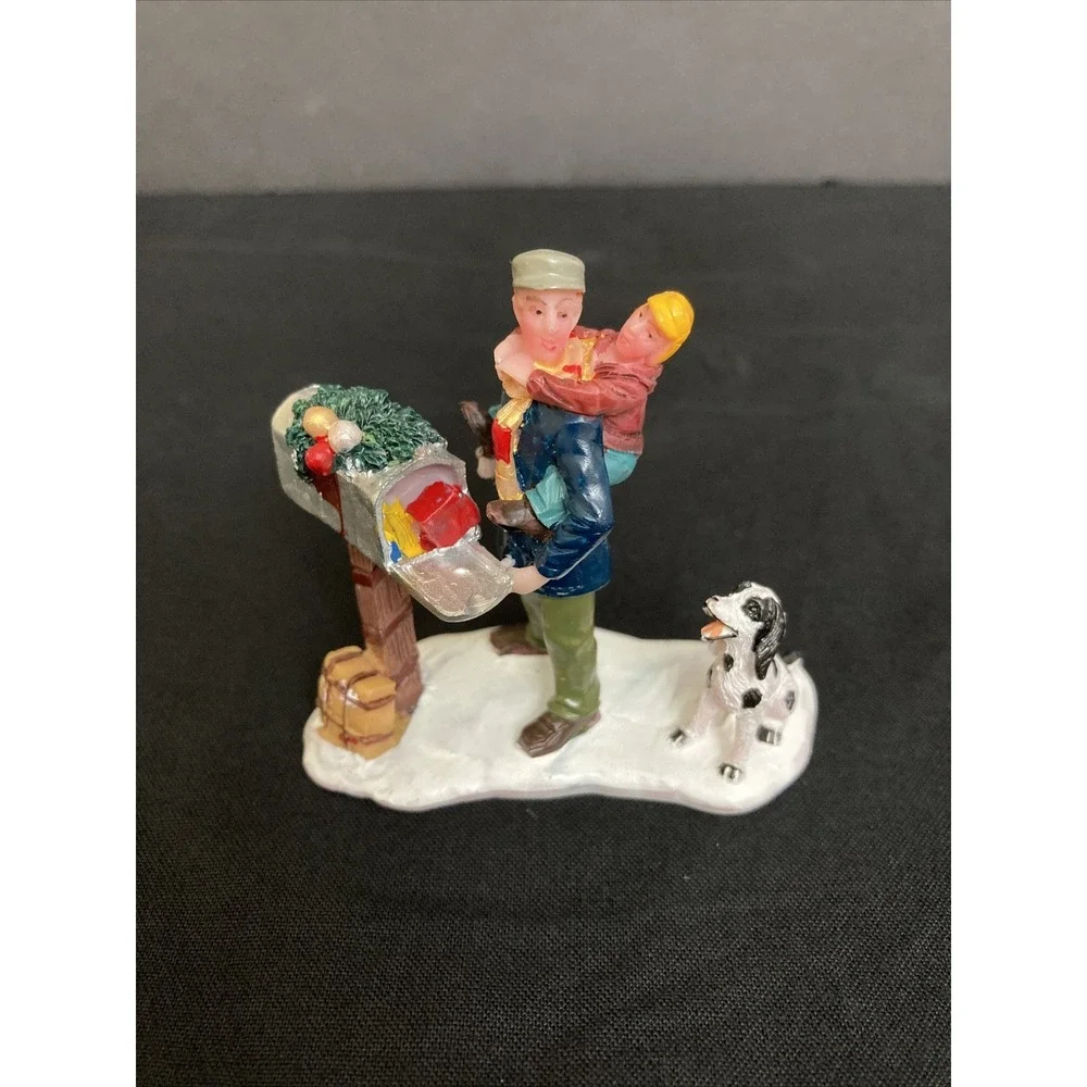 Vtg Lemax Mini Figurines‎ Lot of 8 Santa Phone Booth Skaters Snowman Resin 90s